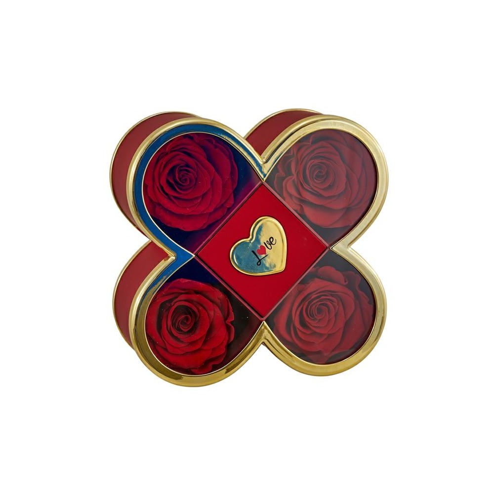 SCATOLA QUADRIFOGLIO 14X14X6 ROSSA 4 ROSE STAB.